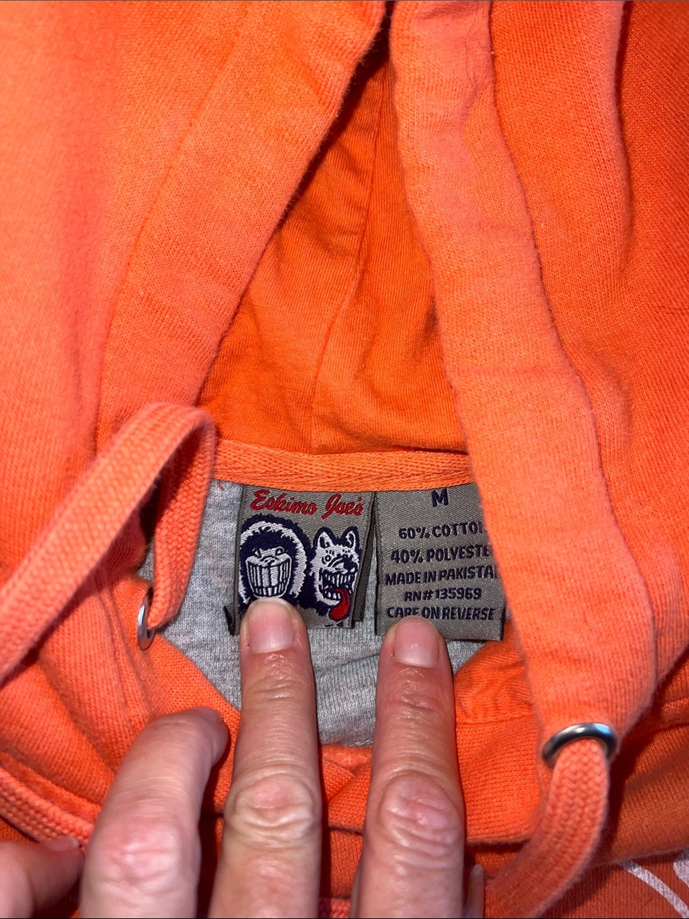 Eskimo Joe’s Orange Vintage Hoodie - Medium - Picture 4 of 6